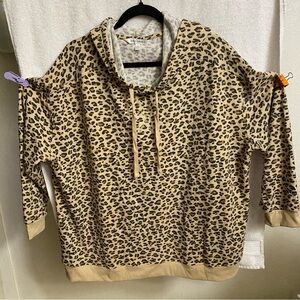 Emily Daniel Leopard Print Hoodie. Size 2X
